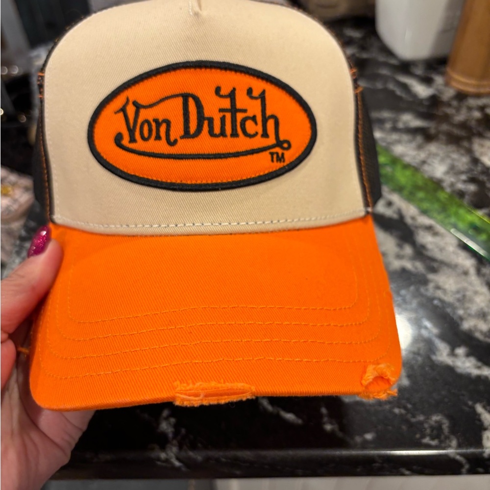 Von Dutch Cream and Orange Cap